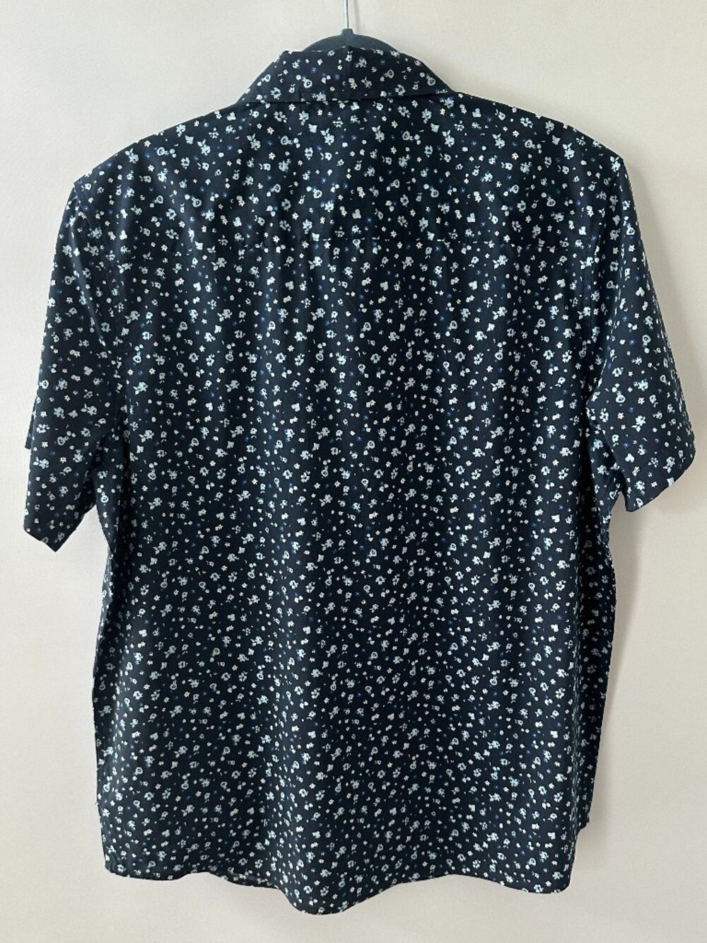 George Blue Floral Pattern Large Men's Short Sleeve Shirt - Picture 8 of 8